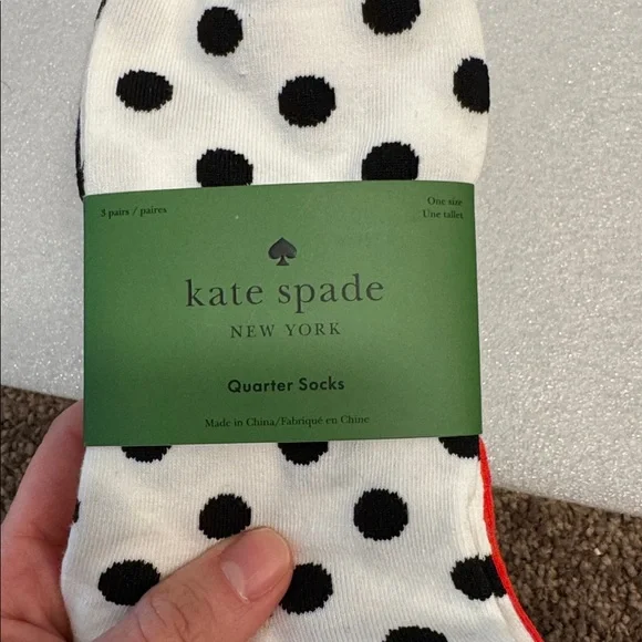 Kate Spade polka dots ladybug set of 3 quarter socks NWT size 4-10 - Picture 4 of 4